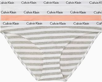 Calvin Klein Womens Carousel Logo Cotton 3-Pack Bikini - Orange - M