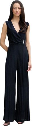 Gaud&igrave; Gekreiste Pliss&eacute;e Jumpsuit - Dames - Jumpsuits - Blauw - S - Polyester - Jumpsuits & Playsuits