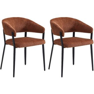 Vente-Unique Lotto di 2 sedie con braccioli in Tessuto e Metallo Nero Terracotta - AVRELA