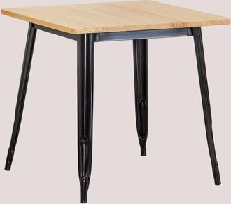 Sklum Mesa De Cocina Cuadrada 80x80 Cm En Madera Y Acero Lix Sklum