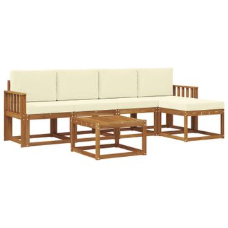 vidaXL Conjunto De Sof&aacute;s De Exterior Con Coj&iacute;n 6 Pcs Natural Y Crema Vidaxl