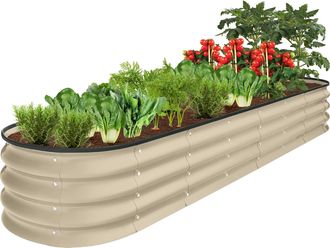 Best Choice Products 8x2x1ft Outdoor Metal Raised Oval Garden Bed, Planter Box for Vegetables, Flowers