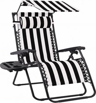 Best Choice Products Folding Zero Gravity Recliner Patio Lounge Chair w/ Canopy Shade, Headrest, Tray
