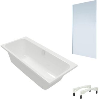 Villeroy & Boch Ba&ntilde;era Recta Villeroy & Boch Architectura Con Patas 170 X 75 Cm Blanca + Mampara De Ba&ntilde;o Izquierda Aurys Mist 1 Cromado