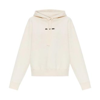 Jil Sander Hoodie met logo - Dames - Hoodies - Beige - M - Katoen - Hoodies & sweatvesten