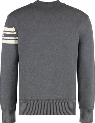Moncler Mens Grey Cotton Round Neck Sweater Sweatshirts