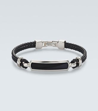 David Yurman Streamline sterling silver and leather bracelet with onyx