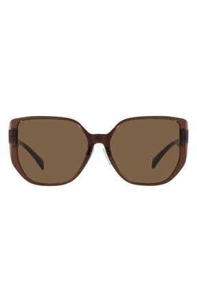 Versace 58mm Irregular Sunglasses in Transparent Brown /Dark Brown at Nordstrom