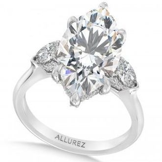 Allurez Marquise Lab Diamond Engagement Ring Platinum (8.00ct)