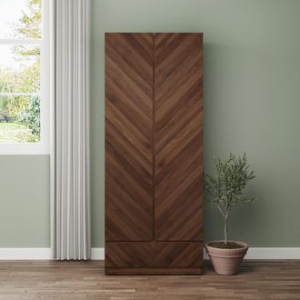 GFW Catania 2 Door 1 Drawer Wardrobe in Walnut