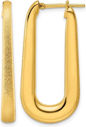 Diamond2Deal 14K Yellow Gold Satin Tapered Oval Hoop Earrings