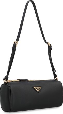 Prada Womens Pebbled Calfskin Shoulder Bag Black Calf