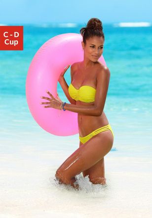 Buffalo B&uuml;gel-Bandeau-Bikini-Top BUFFALO Happy, Damen, Gr. 34, Cup C, gelb, Microfaser, Polyamid, unifarben, Bikini-Oberteile B&uuml;gel-Bandeau-Bikini-Top, mit ge