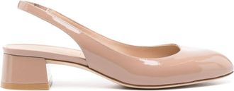 Stuart Weitzman Vivienne 35mm patent-leather pumps - women - Patent Calf Leather/Calf Leather/Calf Leather - 37 - Neutrals