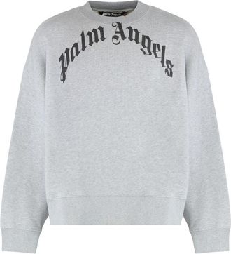 Palm Angels Grey Graphic Crew Neck Sweatshirt