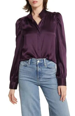 Frame Denim Gillian Silk Top in Plum at Nordstrom Rack, Size Xx-Small