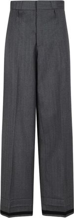 Maison Margiela Tailored broek met wijde pijpen - Dames - Wijde Broeken - Grijs - 2XS - Wol - Broeken