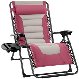 Best Choice Products Oversized Padded Zero Gravity Chair, Folding Outdoor Patio Recliner w/ Side Tray