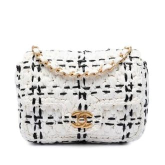 Chanel Pre-owned Vintage Tweed Crossbody - Dames - Pre-owned - Wit - Maat: ONE Size Tweed