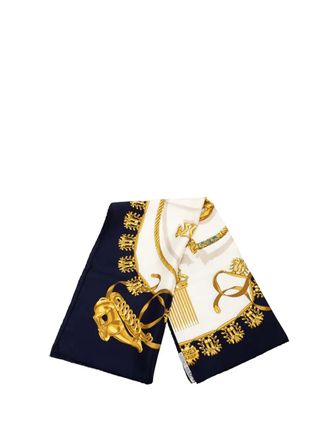 Herm&egrave;s 2000-2020 Les Cavaliers d Or Silk Scarf scarves - women - Silk - One Size - Blue