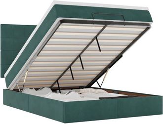 vidaXL Estructura Cama Otomana Colchones Terciopelo Verde Oscuro Vidaxl