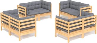 vidaXL 8 Pcs Garden Lounge Set + Pin Grey Coushions - 298919