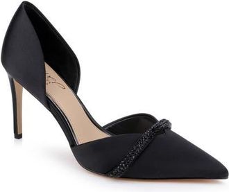 Badgley Mischka Zoey dOrsay Pump in Black Satin at Nordstrom, Size 9.5