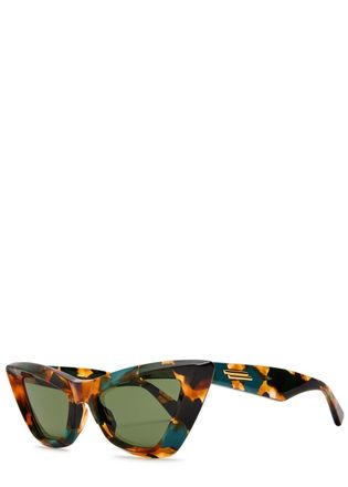 Bottega Veneta Tortoiseshell Cat-eye Sunglasses - Green - One Size