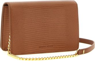 Elisabetta Franchi Lizard-Embossed Leather Crossbody Bag - Cognac