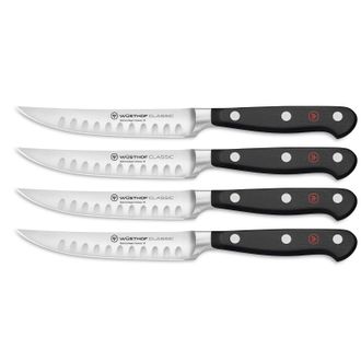 W&uuml;sthof Classic 4 Piece Steak Knife Set, Hollow Edge