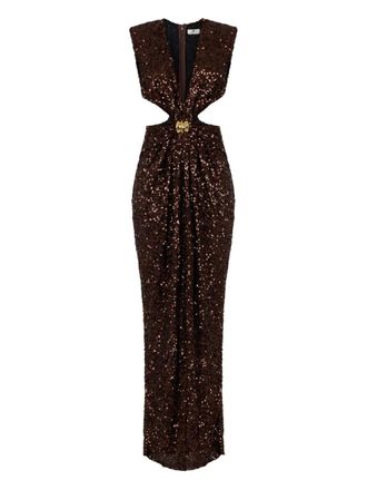 Elisabetta Franchi sequin-embellished dress - Brown