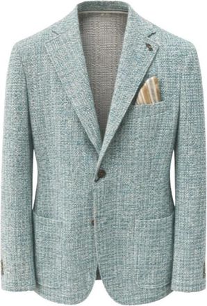 Bob Textured Katoenen Blazer Celeste - Heren - Blazers - Blauw - 2XL - Katoen - Jassen