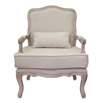 Vintahome Sill&oacute;n estilo franc&eacute;s luis xv lino beige