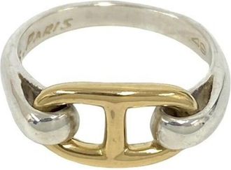 Herm&egrave;s Gold Silver Yellow Gold (18K) Silver 925 Band Ring (Pre-Owned)