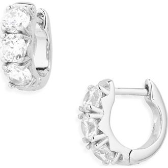Nordstrom Chubby Cubic Zirconia Huggie Hoop Earrings in Clear- Silver at Nordstrom