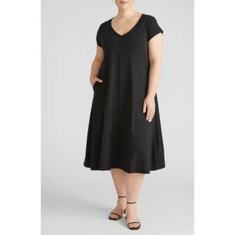 Universal Standard Danna Jersey Midi Dress in Black at Nordstrom, Size X-Small