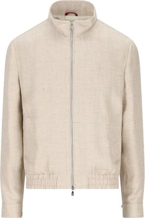 Brunello Cucinelli Brunello Cucinelli Mens Beige Silk Blend Jacket - Ivory - Size EU 50 (Mens)
