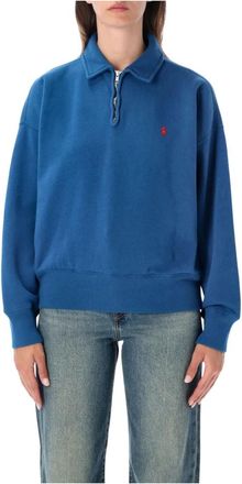 Polo Ralph Lauren Hoodies & sweatvesten, Dames, Blauw, S, Classic Half Zip Logo