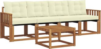 vidaXL Conjunto De Sof&aacute;s De Exterior 5 Uds. Natural Y Crema Vidaxl