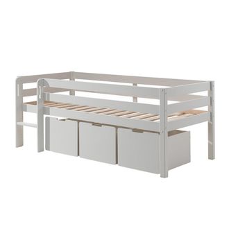 Vipack Vipack - Cama De Media Altura 90x200 Con Somier Y Cajones Pino Blanco
