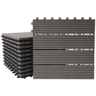 Hhg Piastrelle Premio pavimentazione da esterno Rhone T831 wpc 30x30cm 11 pezzi 1mq grigio lineare