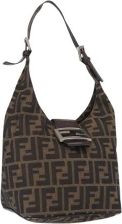Fendi Pre-owned Shoulder Bags, female, Brown, Size: ONE SIZE Pre-owned Canvas Vintage Shoulder Bag