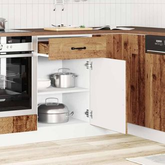 Berkfield Home Kitchen Base Cabinet Kalmar Old Wood Engineered Wood in Brown