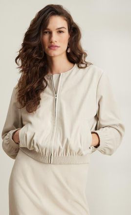 Nordstrom Suede Bomber Jacket in Beige Oatmeal at Nordstrom, Size Xx-Small