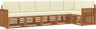 vidaXL Conjunto De Sof&aacute;s De Exterior 6 Uds. Natural Y Crema Poli&eacute;ster Vidaxl