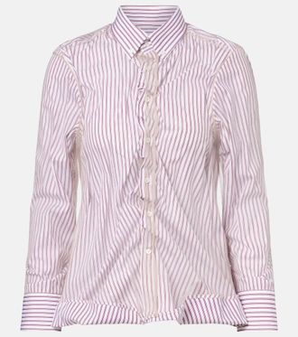 Maison Margiela Pinstriped ruffled cotton poplin shirt