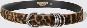 Semicouture Cintura in pelle di vitello con stampa animalier e fibbia metallica