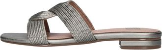 Bibi Lou Grijze Geweven Cut Out Slipper - Dames - Sandalen - Grijs - 39 EU - Leer - Schoenen