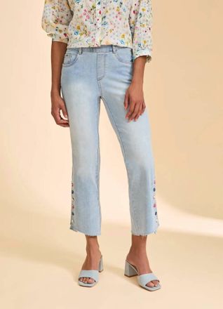 FDJ Pull-On Boot Crop Denim Jeans In Blue Eclipse