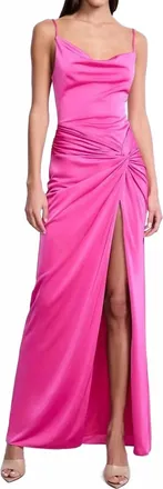 Bcbgmaxazria Cowl Draped Maxi Gown With Twist In Pink